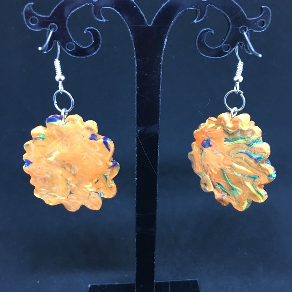 Unique Handmade Polymer Clay Dangle Drop Earrings - Picture 4 of 5
